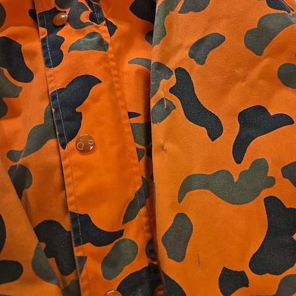VTG Woolrich Mens XL Orange Camo Hooded Hunting Jacket Gore Tex Nylon USA 3749 - Picture 15 of 16